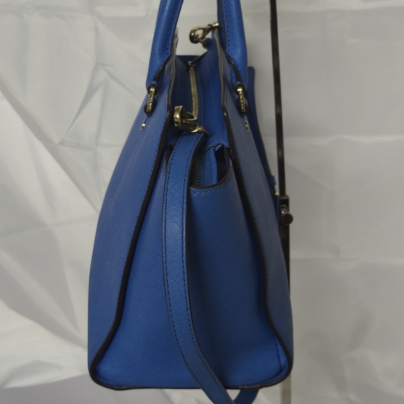 💯Michael Michael Kors  Summer Blue Saffiano Leather Satchel - Picture 4 of 12